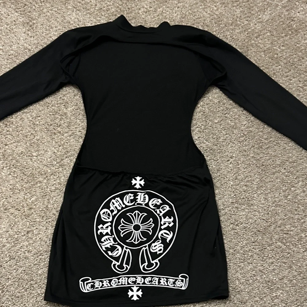 Chrome Hearts Black Long Sleeve Dress with White Graphics - Picture 3 of 4